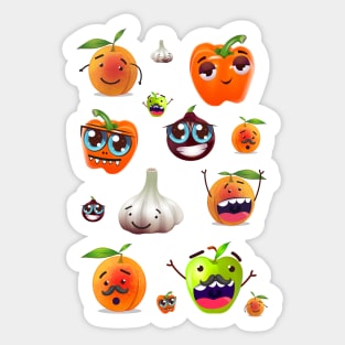 vegetables & fruits | comic characters Sticker